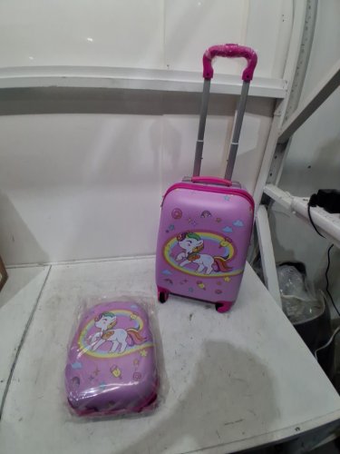 2PC COSTWAY CARRY ON LUGGAGE SET FOR KIDS - 18.5" x 13" x 8.5" - 12" x 10" x 4" - PINK UNICORN (MODEL: BN10004PI/LGA4T-16UNC-P08)) image 4