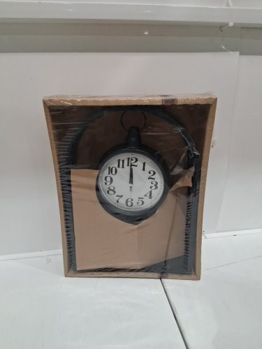 Decorative clock on rounded stand - 10.5" x 14" x 3.5" - black/white image 2