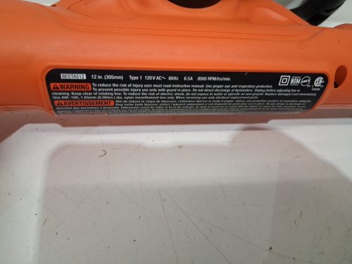 BLACK + DECKER 3-IN-1 COMPACT ELECTRIC MOWER STRING TRIMMER - 12" PATH - 6.5AMP - ORANGE/BLACK (MODEL: BESTA512CM) image 5