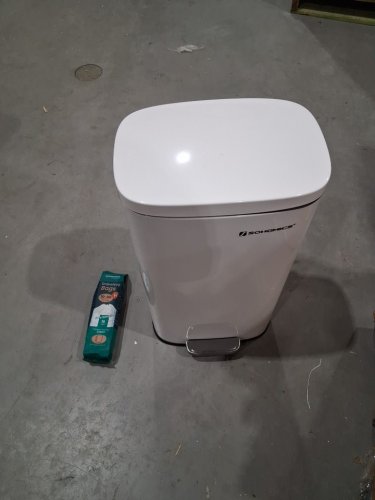 SONGMICS TRASH CAN WITH LID STAINLESS STEEL SMALL WASTE BIN - 8 GALLON - WHITE (MODEL: LTB102W01) image 3