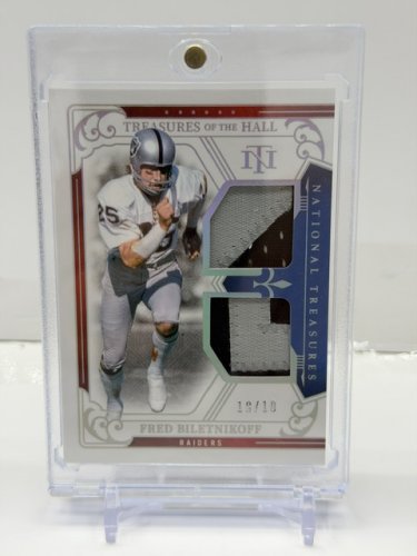 FRED BILETNIKOFF LTD ED #10/10 - NATIONAL TREASURES PANINI PATCH CARD RAIDERS (TOTH-FBF) image 2