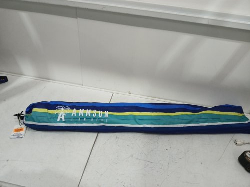ammsun heavy duty portable beach umbrella with sand anchor & carry bag - 8ft - blue/teal stripes image 2