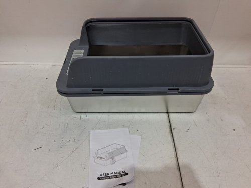 2PK Pongnas Stainless Steel Litter Box - 9" x 6.5" - grey (model: Pongnas547bmgvns9-12) image 3