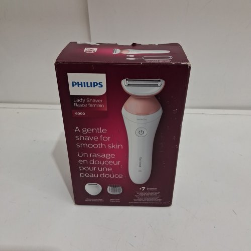 PHILIPS CORDLESS LADY SHAVER SERIES 6000 FOR WET and DRY USE WITH ACCESSORIES - WHITE/PINK (MODEL: BRL146/00) image 2