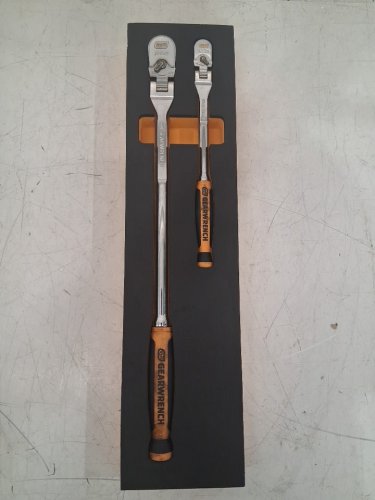GEARWRENCH 2PC Dual Material Flex Handle Teardrop Ratchet Set  - 1/4" & 3/8" - BLACK/ORANGE (MODEL: 81204xp) image 3