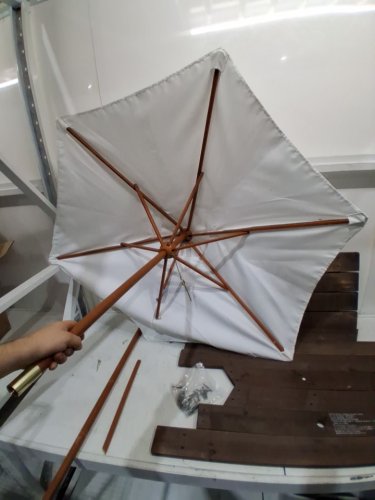 honey joy kids picnic table with umbrella - 42" x 23" - White/brown (model: np13007wh/OP70592) image 5
