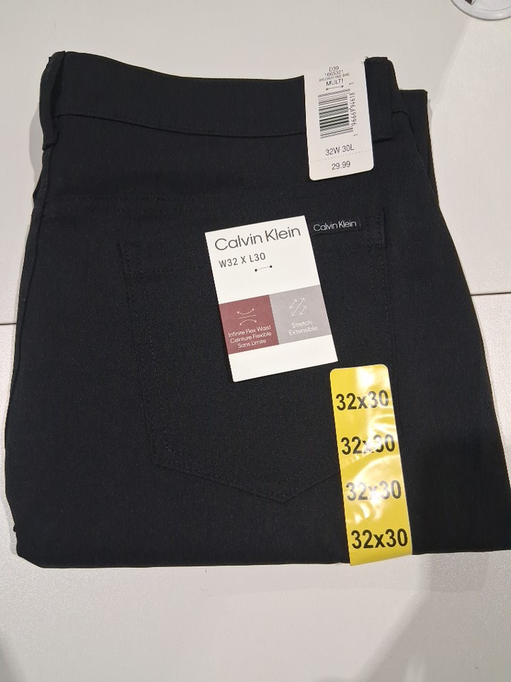 MENS' CALVIN KLEIN INFINITE FLEX WAIST STRETCH STRAIGHT DRESS PANTS - 32W X 30L - BLACK - (STYLE: 1665321) image 2