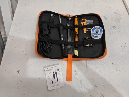 Soldering Iron LCD Adjustable Temperature 180-520℃ Solder Kit Electronics 12-in-1 Welding Tools with ON/Off Switch - 80w- black/orange image 3