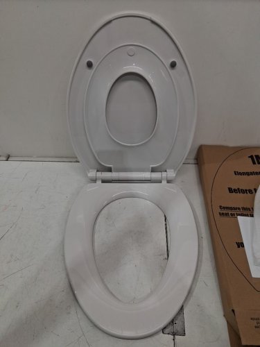 1M Elongated toilet seat with built in toddler seat and slow close - 18.5" - white (Model: ts001) image 4