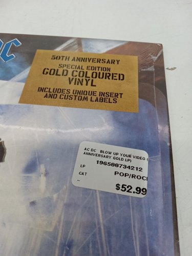 (1LP) ACDC "Blow Up Your Video" 50th Anniversary Special Edition Gold Coloured Vinyl Record image 3