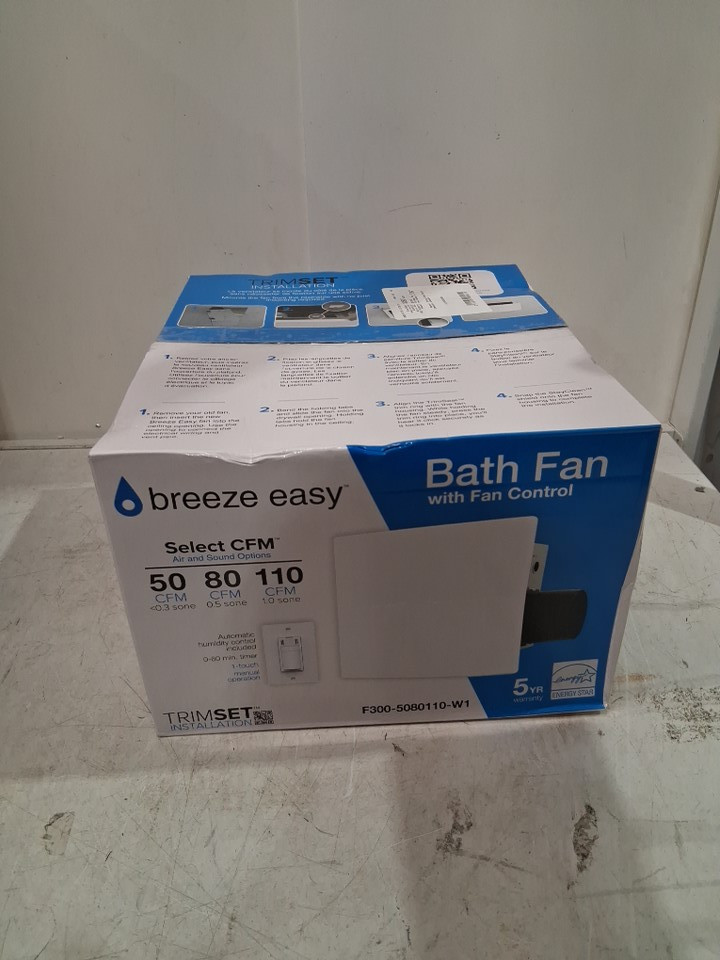 breeze easy easy install bathroom fan - 50/80/110 CFM - white (model:5192227) image 2