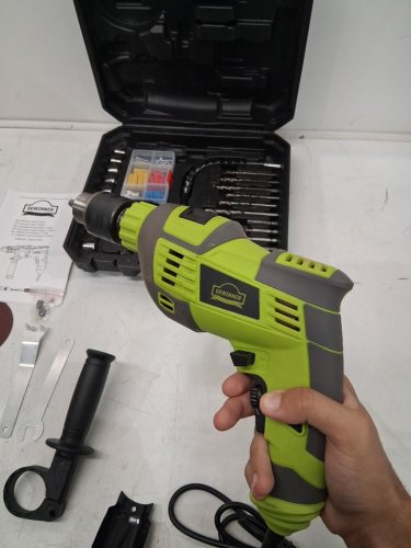 DEWINNER Electric Corded Rotary Hammer Drill Tool Box with Bits, Grinders, Sponge Mat and More - 3300 RPM/710 AMP - Green (Model: image 4