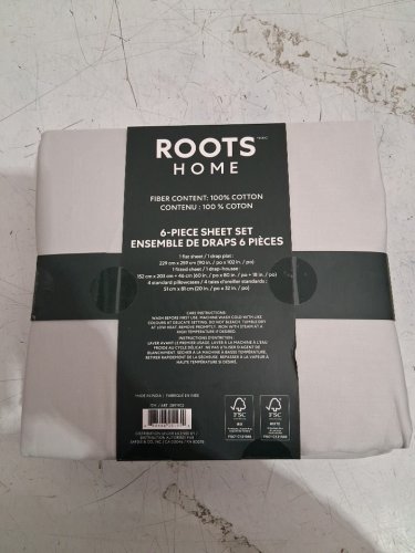 6PC ROOTS HOME 100% COTTON SATEEN 300 THREAD COUNT SHEET SET - (4) pillow cases, flat sheet, fitted sheet - silver grey (model: 2891902) image 4