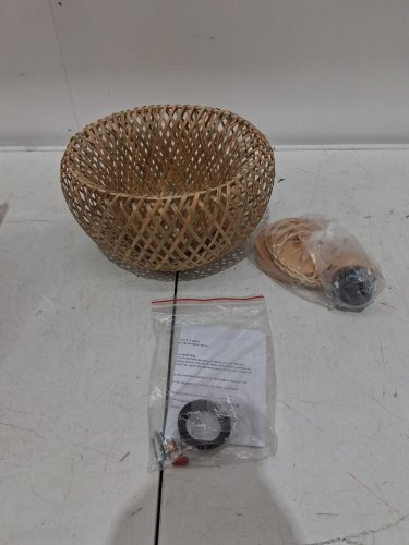 hchunqjor one-light adjustable bamboo basket hanging light fixture -17.8''- natural (model: ‎3602-1CA) image 3