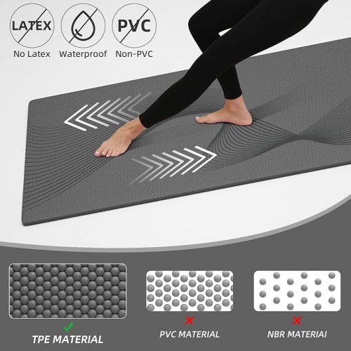 ILILI Tear-Resistant Yoga Mat with Carrying Strap - 72" X 25" x 0.3" - grey image 2