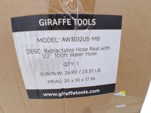 Giraffe Tools Wall Mounted retractable Garden Hose Reel - 1/2" x 100ft - Dark Grey (MODEL: AW3012us-mb) image 3
