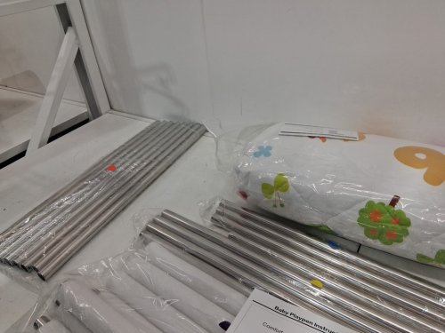 PALOPALO foldable Baby Playpen with Suction Cup Bases and carry bag - 70" X 59" - GREY/WHITE (MODEL: PL-BWL-001) image 4