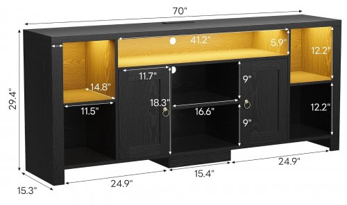 LIKIMIO Entertainment Centre TV Stand - for TVs up to 80"- 70" x 29.4" x 15.3" - Brown (Model: HK-TV01) image 2
