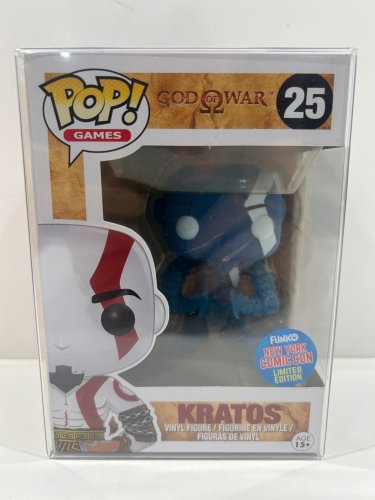 Funko pop! **funko New York comic con** Games: god of war - kratos vinyl figure (#25) **plastic protector cover** image 2