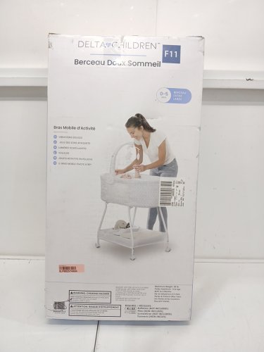 Delta Children Sweet Slumber Bassinet for infants 0-5 months - 18” x 32” x 45” - White/Grey (Garden Path) -(‎MODEL: 25602-2175) image 2