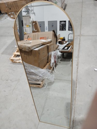 Harritpure arched full length Floor mirror with Built-In Stand - 58" x 18" - gold (Model: GXZJ-1858-G) image 2