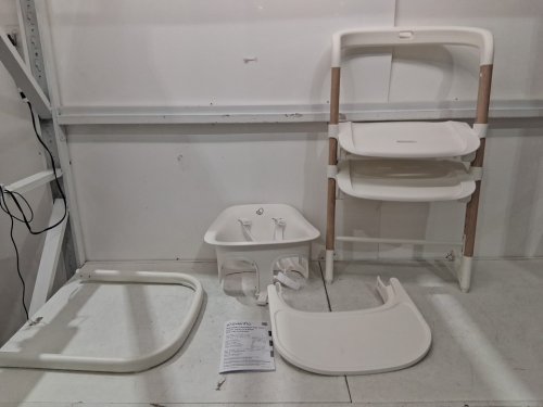 evenflo rightseat multistage highchair - 25" x 18.6" x 31.9" - sea salt white (model: hc100122518) image 2