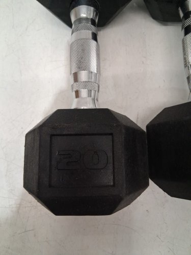 2PK Coated Hex Dumbbell WeightS - 20LBS - BLACK/SILVER image 4