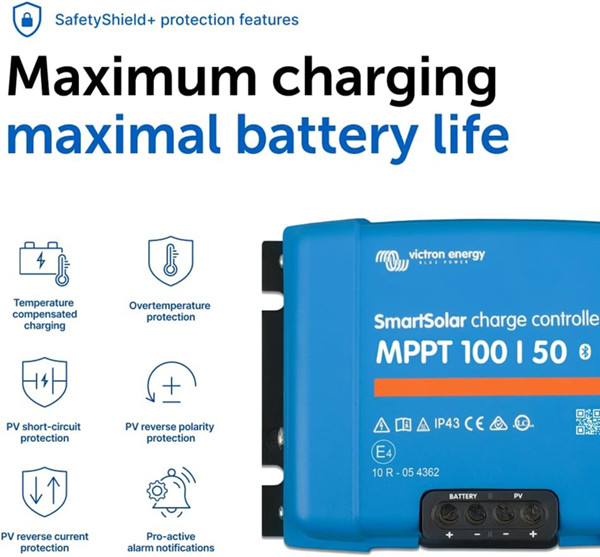 Victron Energy blueSolar MPPT 100V 50 amp 12/24-Volt Solar Charge Controller - blue (MODEL: SCC110050210) image 4