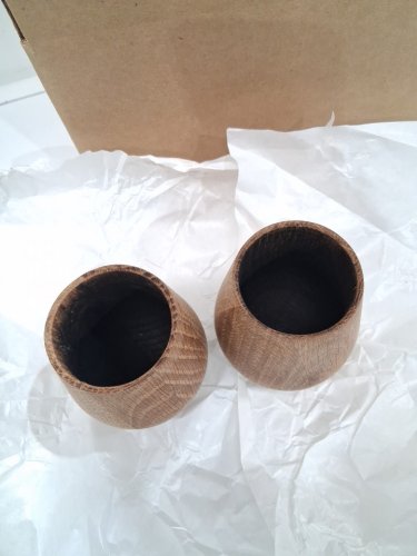2 hand crafted wooden oak whiskey drinking tumblers with charred inside - made with oak whiskey barrels - holds up to 4oz - brown image 4