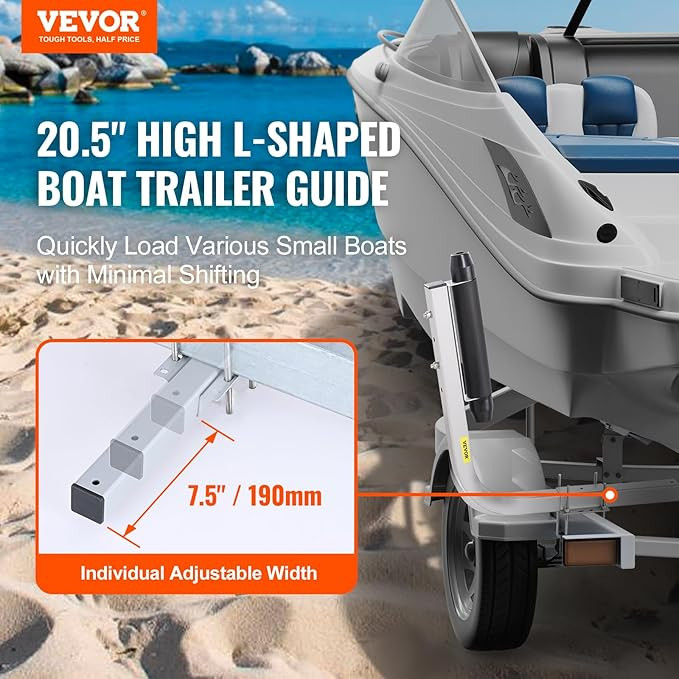 2pk vevor heavy duty boat trailer guides - 20.5" - silver/black (model: xsj23-f06) image 2