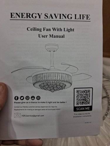 Indoor Modern Retractable Crystal Ceiling Fan with LED Light and Remote - 48" - chrome (model:hy8111-c) image 4