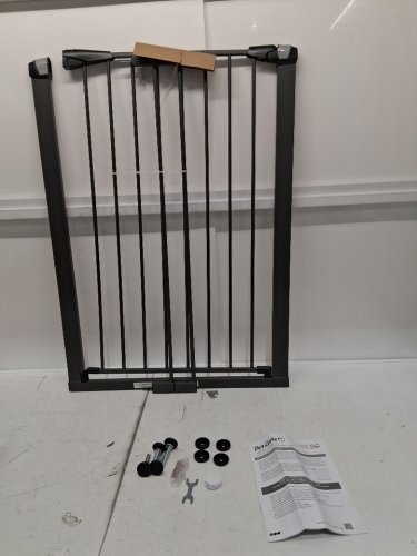 MIDWEST HIGH METAL WALK-THRU SAFETY GATE - MAGNETIC LATCH - GLOW IN THE DARK LATCH - 29"-38"W x 39"H - GRAPHITE GREY (MODEL: 2939SG-GL) image 4