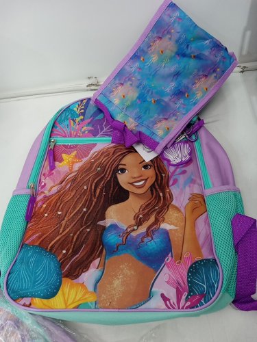 5pc Kids The Little Mermaid Backpack set with Insulated lunchbox and supply case - Teal / Purple image 5