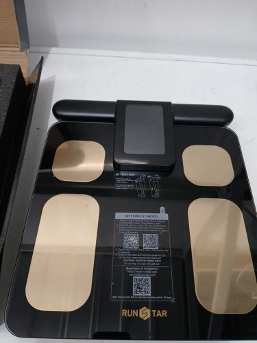 RunStar 8-in-1 SMART Body Weight scale with VA display & 22 body composition sync app for heart rate, BMI, body fat & muscle mass - 400lb capacity - gold/black (model: fg2015ulb) image 7
