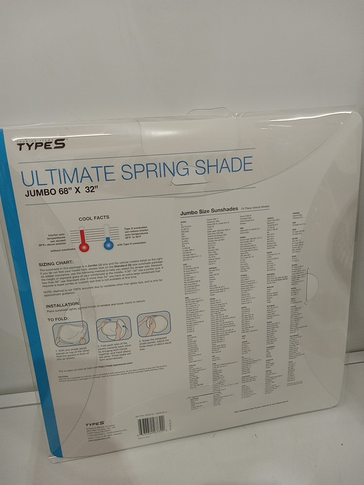 Type S Ultimate Spring Shade Jumbo Diamond UV VBlocking Windshield Cover - Universal fit - 68" x 32" (Model: SS56732-4) image 3