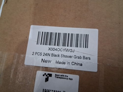 2pk hzxfg metal shower grab bar - 24" - black image 5