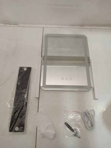 fennio led vanity makeup mirror with 3 light settings, touch screen button and tilt - 13" x 17" - white image 3