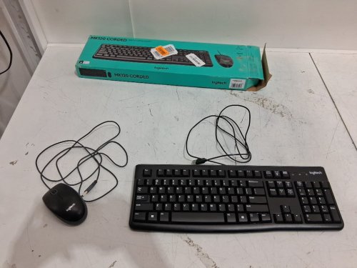 2pc Logitech MK120 Wired Desktop KEYBOARD AND MOUSE Combo - BLACK (model : mk210 corded) image 3