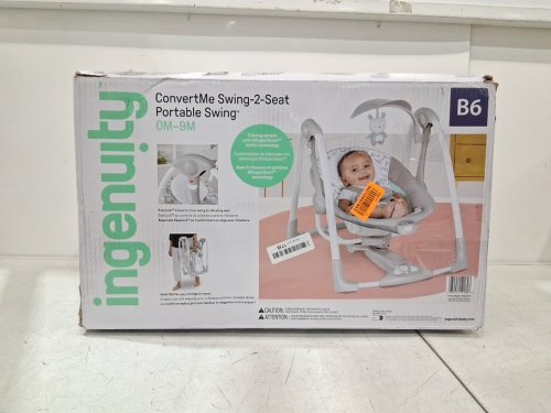 INGENUITY CONVERTME SWING-2-SEAT CORDED PORTABLE SWING - OM TO 9M - RAYLAN FASHION / GREY (MODEL: 12189-ES) image 7