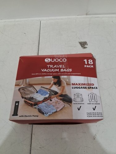 18pk suoco travel vacuum bags for Luggage with Portable Electric Pump - assorted sizes image 2