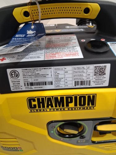 Champion Dual Fuel Inverter Generator with CO Shield and ez start dial - 3300w running/ 4000w starting - yellow/black (model: 201567) image 6