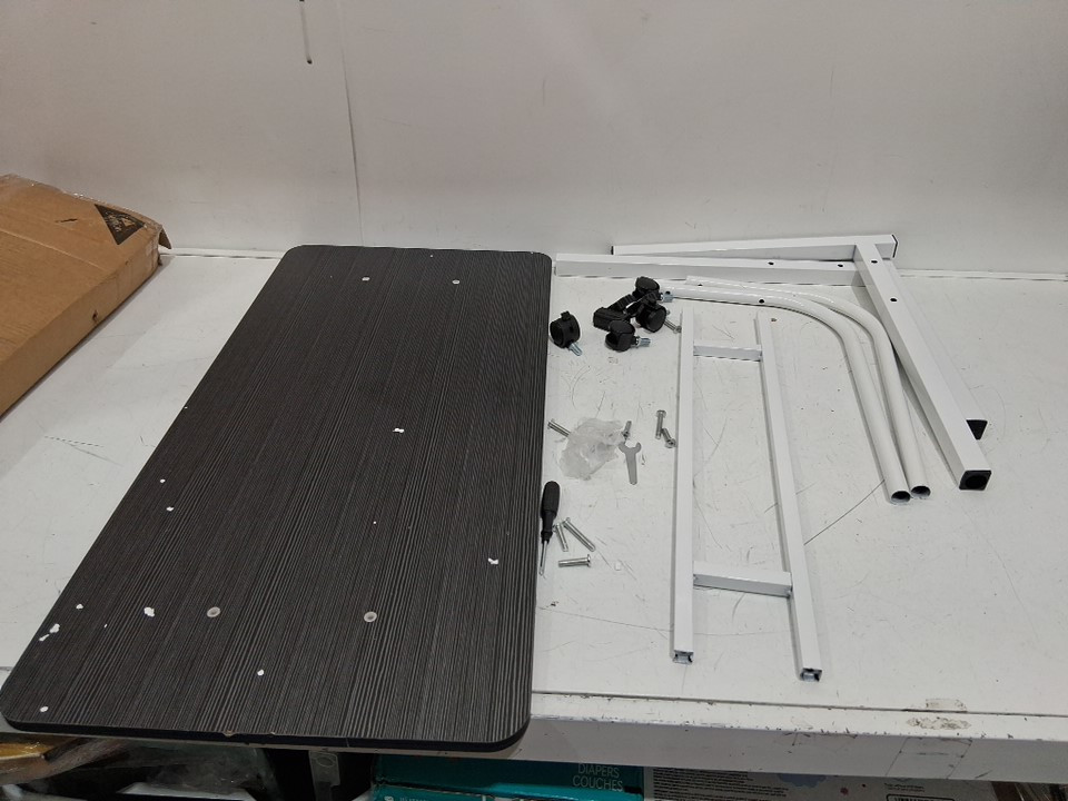 Adjustable computer desk for home - 34" x 16" - black/white image 3