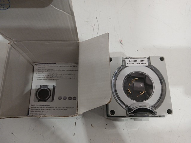 STARELO WATERPROOF POWER OUTLET BOX FOR RVS AND ELECTRIC VEHICLES WITH NEMA L5-30 - 30AMP 125V - GREY (MODEL:0471450) image 3