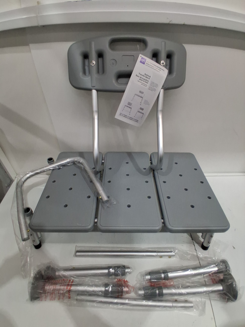 MEDLINE GUARDIAN bathtub TRANSFER BENCH WITH BACK support & suction feet - 400lbs capacity - GREY (MODEL: G3-100KBX1) image 5