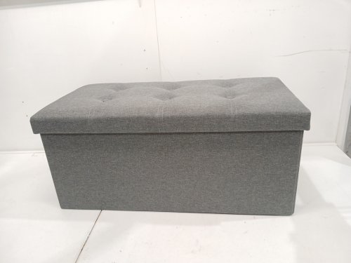 pinplus Folding Storage Ottoman Bench Foot Rest - 30" - Grey image 3