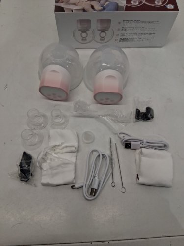 MOMCOZY DOUBLE WEARABLE HANDS FREE BREAST PUMPS - WHITE/PINK (MODEL: S12 PRO-V) image 2