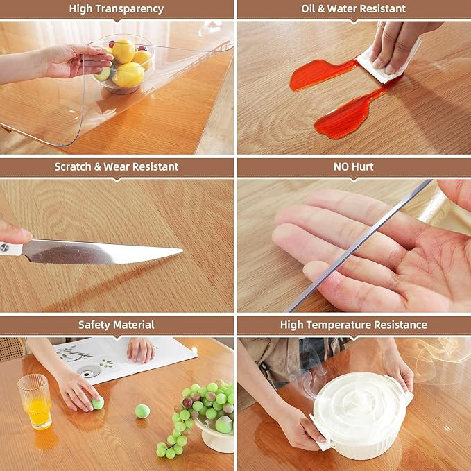 Warmstar Clear Table Protector for rectangle table  - 36" x 60" - clear image 2