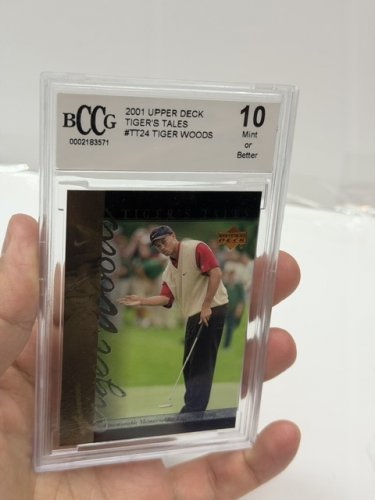 BCCG GRADED 10 MINT OR BETTER 2001 UPPER DECK TIGER'S TALES #TT24 TIGER WOODS CARD image 3