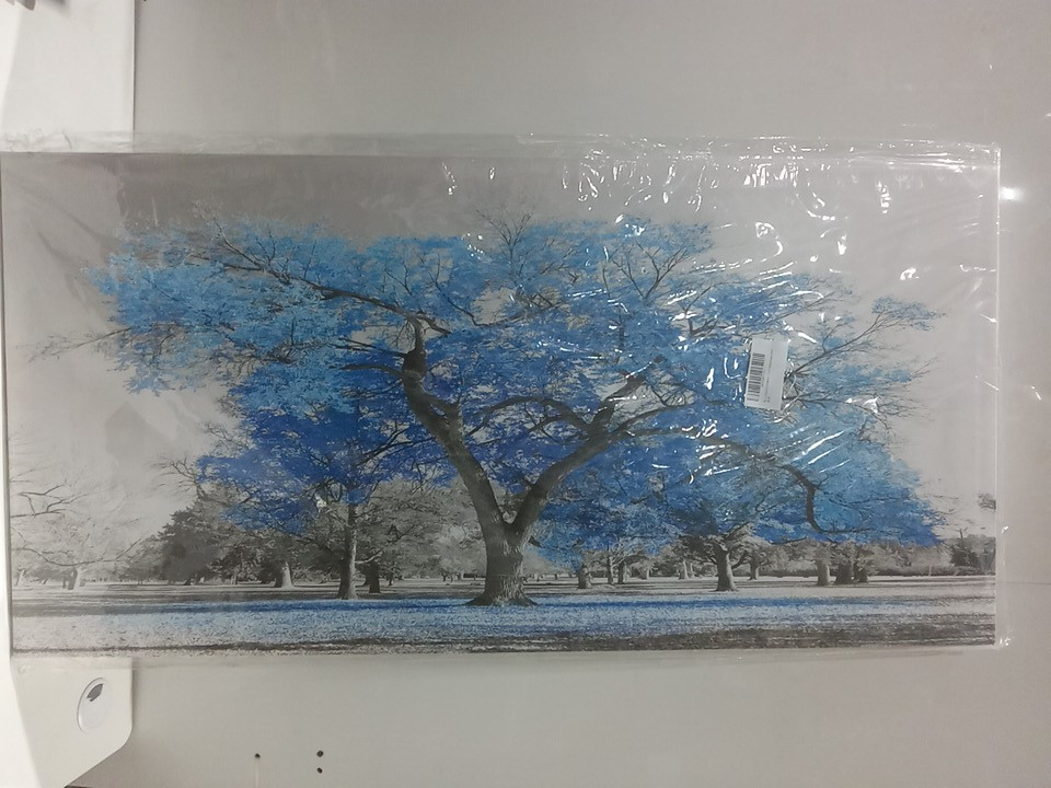 Canvas wall art for home decor - 39" x 19.5" - blue tree park image 2