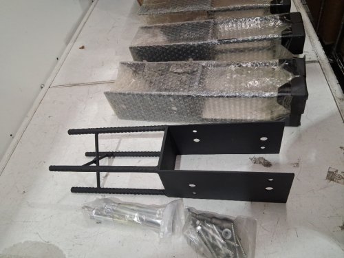 4PK Heavy Duty Stainless Steel U-Shaped Post Anchors 4"x4" Wet Concrete Fence Post Holder - BLACK image 4